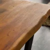 Massivholz Baumstamm Couchtisch MAMMUT 110cm Akazie schwarzes Metallgestell 3,5cm Tischplatte