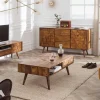 Massivholz Beistelltisch MYSTIC LIVING 60cm braun Sheesham stone finish Nachttisch