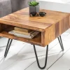 Massivholz Beistelltisch SCORPION 45cm braun Sheesham stone finish Hairpin Legs Stauraum