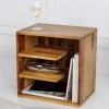 Massivholz Beistelltisch CUBUS 45cm braun Sheesham stone finish Regal Nachttisch