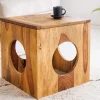 Massivholz Beistelltisch CUBUS 40cm Sheesham stone finish Hocker