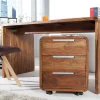 Massivholz Bürotisch CUBUS 120cm braun Sheeshamholz stone finish Schreibtisch