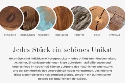 Massivholz Couchtisch ALPHA 90cm braun Sheesham stone finish Metallbeine mit Stauraum