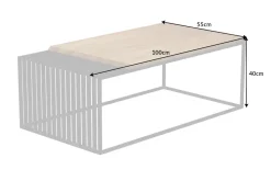 Massivholz Couchtisch ARCHITECTURE 100cm Eiche geölt schwarzes Metallgestell