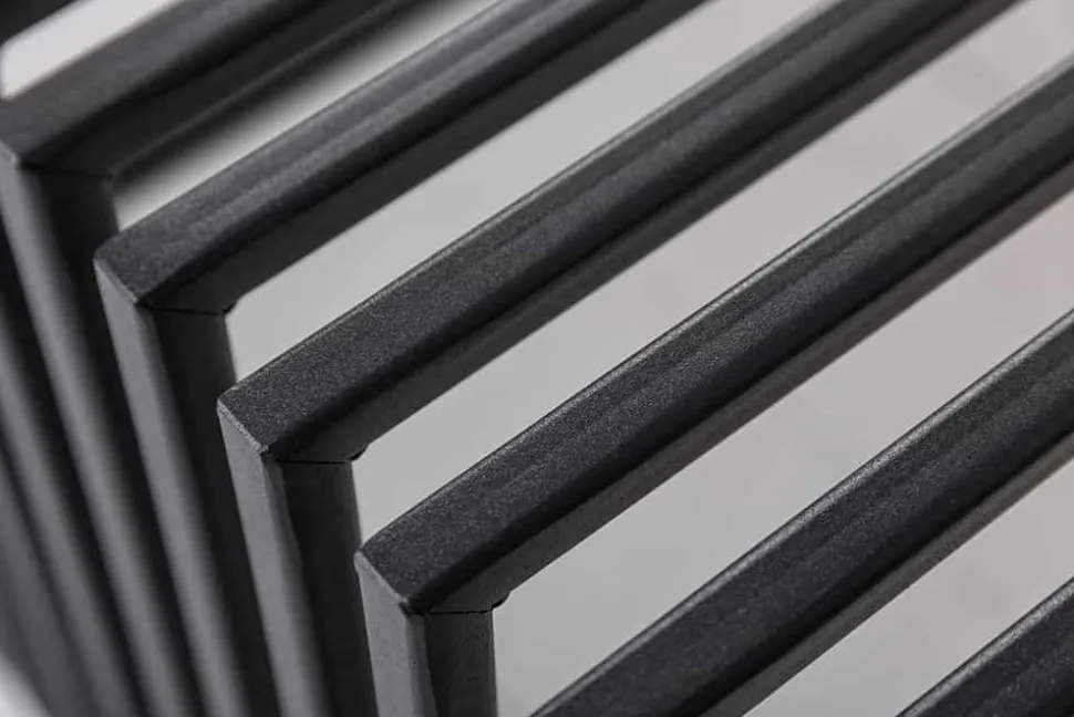 Massivholz Couchtisch ARCHITECTURE 100cm Eiche geölt schwarzes Metallgestell