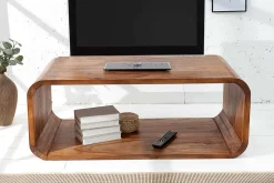 Massivholz Couchtisch CUBUS 100cm braun Sheesham stone finish TV-Board Retro Design