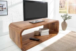 Massivholz Couchtisch CUBUS 100cm braun Sheesham stone finish TV-Board Retro Design