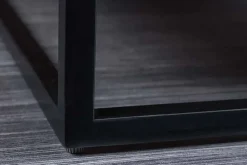 Massivholz Couchtisch GIANT 60cm braun Sheesham stone finish Metall schwarz Ablage