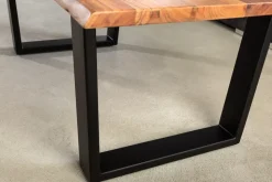 Massivholz Couchtisch MAMMUT 120cm Akazie natur V-Gestell schwarz 2,5cm Tischplatte