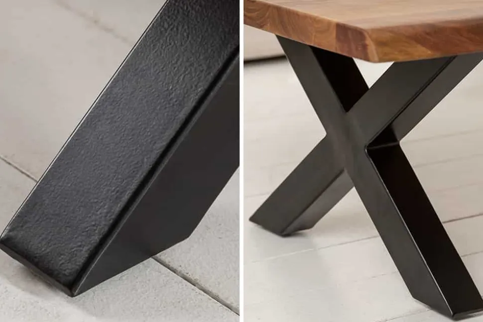 Massivholz Couchtisch MAMMUT 110cm Akazie Baumkante honey finish 3,5cm Tischplatte