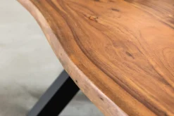 Massivholz Couchtisch MAMMUT 120cm Akazie Honey Finish X-Gestell schwarz 2,5cm Tischplatte