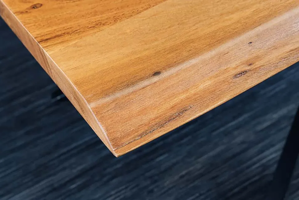 Massivholz Couchtisch MAMMUT 110cm Akazie schwarz 3,5cm Tischplatte Baumkante