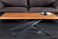 Massivholz Couchtisch MAMMUT 110cm Akazie schwarz 3,5cm Tischplatte Baumkante