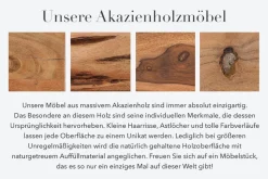 Massivholz Couchtisch MYSTIC LIVING 100cm natur Akazie mit Stauraum Schubladen Ablagefach