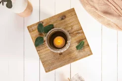 Massivholz Dekosäule COLUMNA 50cm Akazie teak-grau gekälkt Beistelltisch