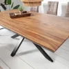Massivholz Esstisch GALAXIE 180cm braun Sheesham stone finish Sterngestell Metall