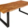 Massivholz Esstisch GENESIS 180cm natur anthrazit Akazie Baumkante Industrial Design