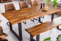 Massivholz Esstisch GENESIS 180cm natur anthrazit Akazie Baumkante Industrial Design