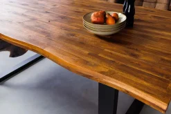 Massivholz Esstisch GENESIS 180cm natur anthrazit Akazie Baumkante Industrial Design