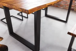 Massivholz Esstisch GENESIS 160cm natur anthrazit Akazie Baumkante Industrial Design