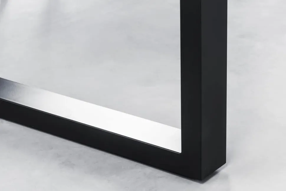 Massivholz Esstisch GENESIS 200cm braun geflammt Akazie Eisen schwarz Baumkante