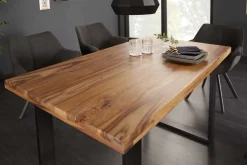 Massivholz Esstisch IRON CRAFT 140cm braun schwarz Sheesham stone finish Industrial