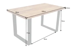 Massivholz Esstisch IRON CRAFT 120cm braun Sheesham schwarze Metallbeine stone finish