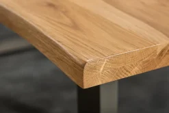 Massivholz Esstisch LIVING EDGE 200cm natur Wildeiche geölt Baumkante Metallbeine