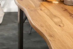 Massivholz Esstisch LIVING EDGE 200cm natur Wildeiche geölt Baumkante Metallbeine