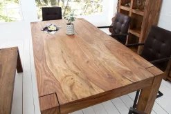 Massivholz Esstisch MAKASSAR 160cm braun Sheesham stone finish lackiert rechteckig