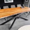 Massivholz Esstisch MAMMUT 200cm Akazie schwarz Metall Baumkante 3,5cm Tischplatte