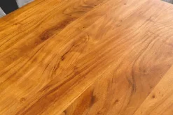 Massivholz Esstisch MAMMUT 200cm Akazie schwarz Metall Baumkante 3,5cm Tischplatte