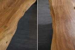 Massivholz Esstisch MAMMUT 200cm natur Akazie schwarz Baumkante 6cm Tischplatte