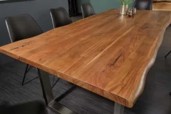 Massivholz Esstisch MAMMUT NATURE 180cm Akazie Edelstahl Baumkante 3,5cm Tischplatte