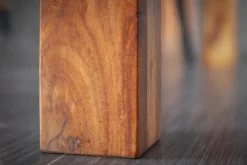Massivholz Esstisch PURE 135cm braun Sheeshamholz stone finish einzigartige Maserung