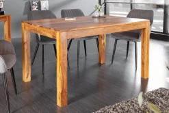 Massivholz Esstisch PURE 120cm braun Sheeshamholz stone finish einzigartige Maserung
