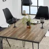 Massivholz Esstisch SCORPION 120cm braun Akazie schwarze Metallbeine Hairpin Legs Retro