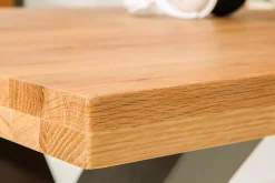 Massivholz Esstisch THOR 200cm natur Wildeiche geölt graues X-Gestell Metall Industrial Design