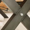 Massivholz Esstisch THOR 240cm natur Wildeiche geölt graues X-Gestell Metall Industrial Design