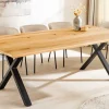 Massivholz Esstisch WILD OAK 160cm natur Wildeiche Schweizer Kante X-Gestell