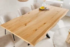 Massivholz Esstisch WILD OAK 200cm natur Wildeiche Baumkante geölt Sterngestell