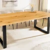 Massivholz Esstisch WILD OAK 200cm natur Wildeiche Schweizer Kante Metall U-Gestell