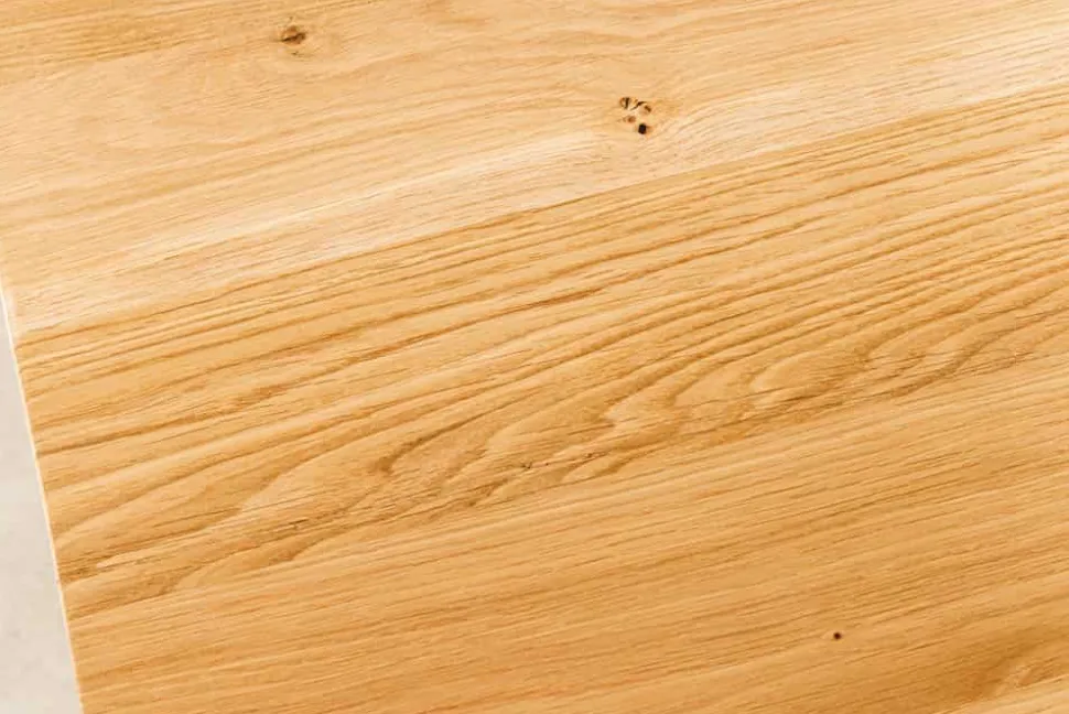 Massivholz Esstisch WILD OAK 200cm natur Wildeiche Schweizer Kante Metall U-Gestell