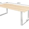 Massivholz Esstisch WILD OAK 200cm natur Wildeiche Schweizer Kante Edelstahl U-Gestell
