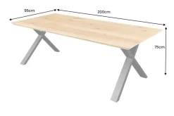 Massivholz Esstisch WILD OAK 200cm natur Wildeiche Schweizer Kante X-Gestell