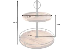 Massivholz Etagere PURE NATURE 40cm Mango rund mit zwei Etagen schwarzes Metall