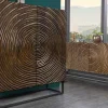 Massivholz Highboard ZEN CIRCLES 120cm dunkelbraun Mangoholz 3D-Design