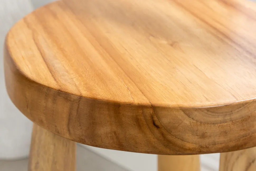Massivholz Hocker BALI 45cm natur rund Teakholz Beistelltisch Sitzhocker Nachttisch