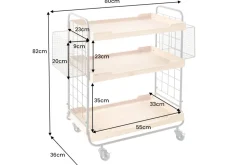 Massivholz Servierwagen SEVEN SEAS 80cm natur Küchenwagen Metall mit Rollen