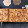 Massivholz Sideboard ALPINE 145cm braun Sheesham stone finish Metall matt gold